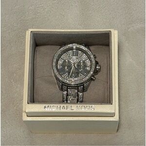 Michael Kors Silver Crystal-Embellished Watch